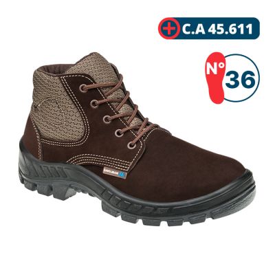 Botina De Segurança C/ Cadarco Marrom N° 36 Nobuck Marluvas (ca 45611)