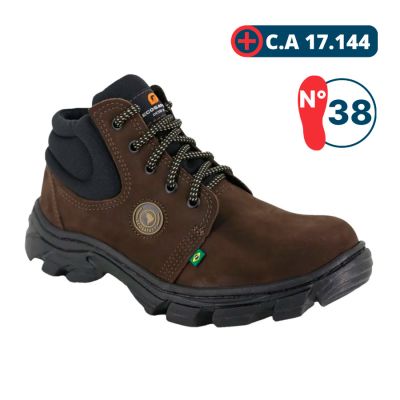 Botina De Seguranca Nobuck Marrom Cafe Nº38 Ecosafety (ca 17144)