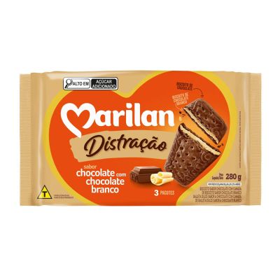 Biscoito Distracao Chocolate/chocolate Branco 280g Marilan