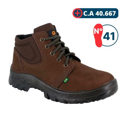 Botina De Seguranca Nobuck Ps 139 Marrom Cafe Nº41 Ecosafety (ca 40667)