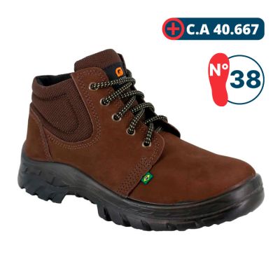 Botina De Seguranca Nobuck Ps 139 Marrom Cafe Nº38 Ecosafety (ca 40667)