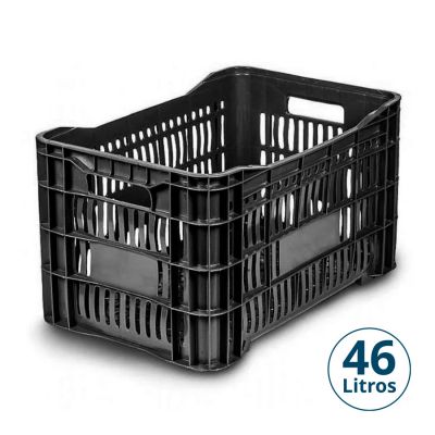 Caixa Plastica Agricola Vazada 46l Ms60l Preta Mercoplasa