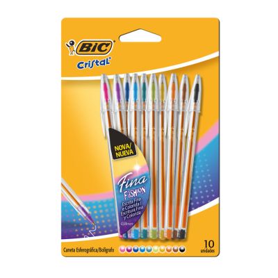 Caneta Esferografica Cristal Fashion Fina 0.8mm 530009 Bls C/10 Bic