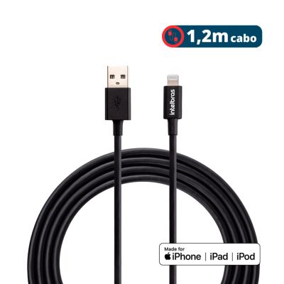 Cabo P/ Smartphone Usb Para Lightning 1,2m Pvc Preto Eual12pp Intelbras