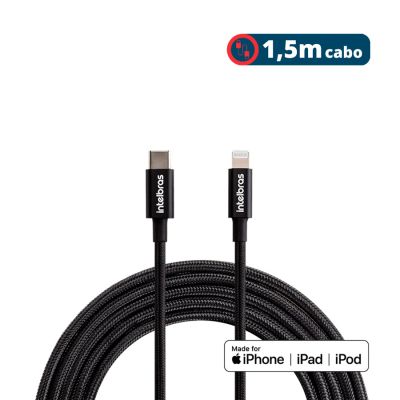 Cabo P/ Smartphone Usb-c Para Lightning 1,5m Nylon Preto Eucl15np Intelbras
