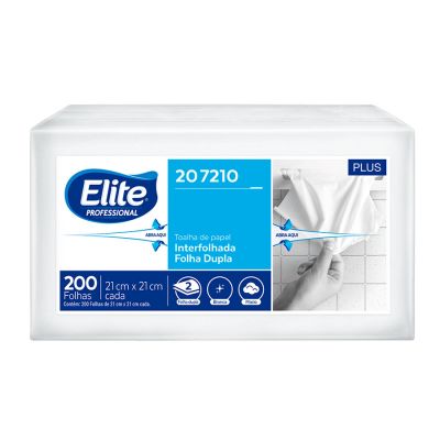 Papel Toalha Interfolhado Branco Plus 21 X 21cm 200 Folhas Elite Professional