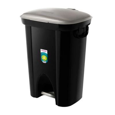 Cesto De Lixo 36l Preta/prata C/ Pedal Sr298/20 Sanremo