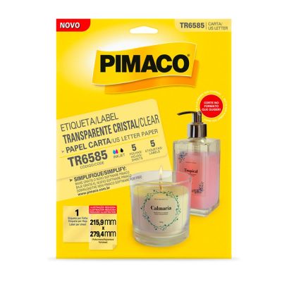 Etiqueta Adesiva Laser/jet Trransparente Tr6585 215,9x279,4mm C/ 5 Un Pimaco