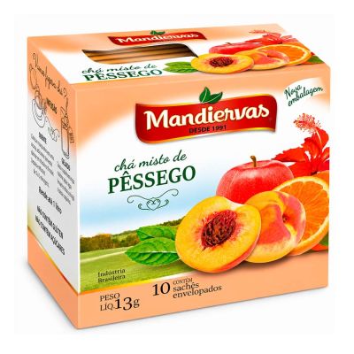 Cha Pessego C/ 10 Saquinhos Envelopados 13g Mandiervas