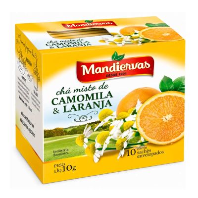 Cha Camomila C/ Laranja C/ 10 Saquinhos Envelopados 10g Mandiervas