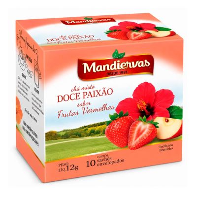 Cha Doce Paixao C/ Frutas Vermelhas C/ 10 Saquinhos Envelopados 12g Mandiervas