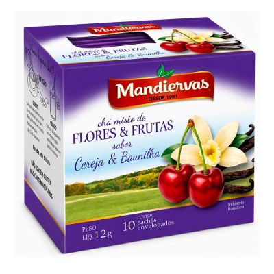 Cha Cereja E Baunilha C/ 10 Saquinhos Envelopados 12g Mandiervas