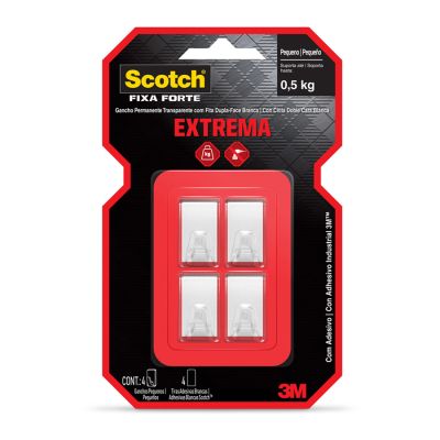Gancho Scotch Pequeno Transparente C/ 4 3m