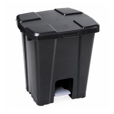 Cesto De Lixo 30l Plastico Quadrado C/ Pedal P30p Preto Jsn