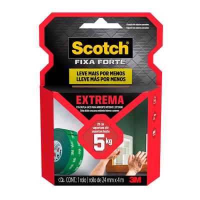 Fita Adesiva Dupla Face 24mm X 4m Fixa Forte Extrema Scotch 3m