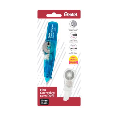 Corretivo Fita 5mm X 6m Azul + Refil Sm/ztp205s Bls C/1 Pentel